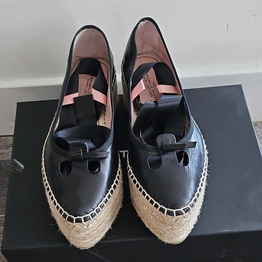 Marc Jacobs Black Mouse Platform Ballet Lace Shoes